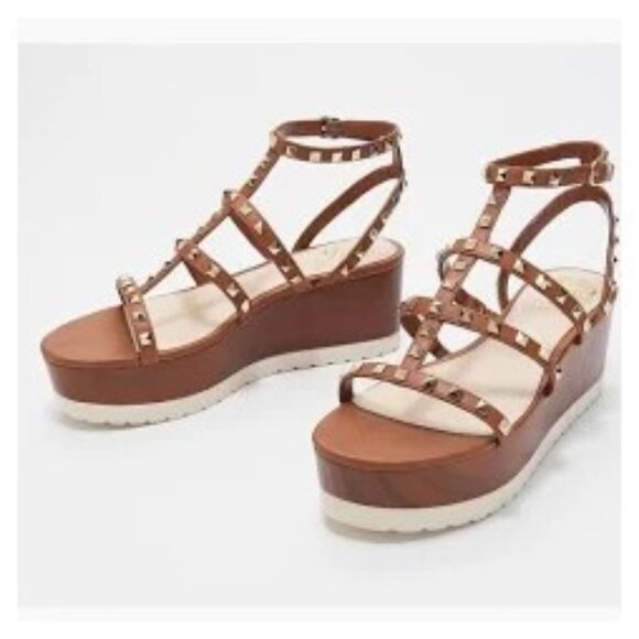 Vince Camuto Shoes - Vince Camuto Sandals Pemolie Studded Platform Wedge Leather Sandals 8.5M
